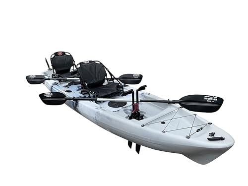 BKC Brooklyn 13.5 Tandem Pedal Kayak Sit On Top Fishing Kayak Grey Camo