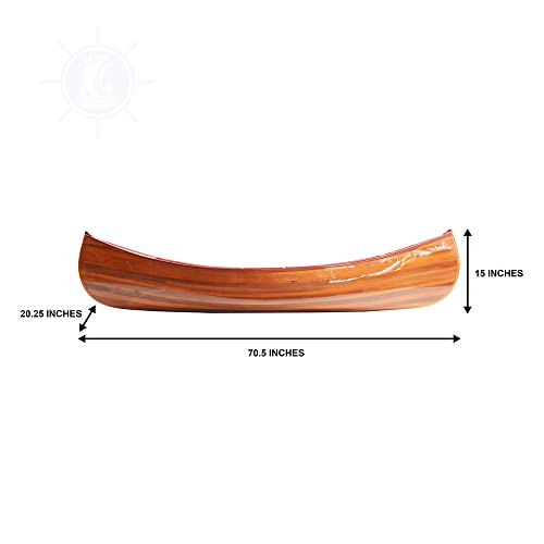 Old Modern Handicrafts 6-Feet Wooden Canoe with Ribs Natural Wood