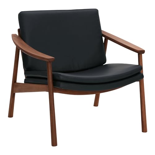 Moe's Home Collection Harlowe Leather Lounge Chair Pebbled Black
