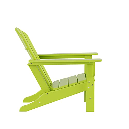 WO WESTIN OUTDOOR HDPE Adirondack Chair Set of 12 with Ottomans and Side Tables Lime