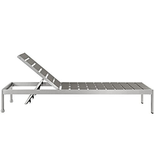 Modway Shore Aluminum Outdoor Patio Poolside Chaise Lounge Chairs Grey