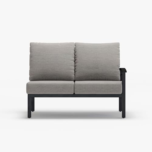 Winston Stanford Cushion Outdoor Loveseat with Left Arm Textured Pewter