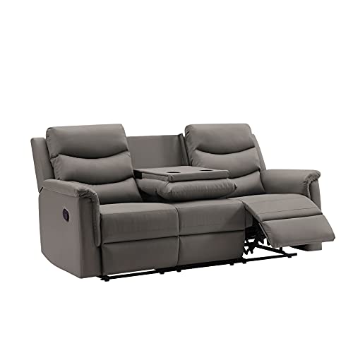 Eafurn Grey 2-Piece Reclining Sectional Sofa Set with Storage & Cup Holders