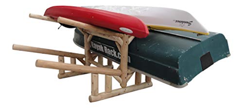 Log Kayak Rack 2-Sunfish Sailboat + 2 Canoes or Kayaks Natural