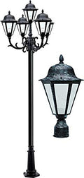 DABMAR LIGHTING Daniella Post Five Light Fixture with Frosted Glass, Verde Green