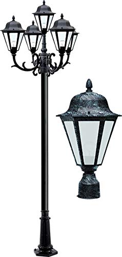 DABMAR LIGHTING Daniella Post Five Light Fixture with Frosted Glass, Verde Green