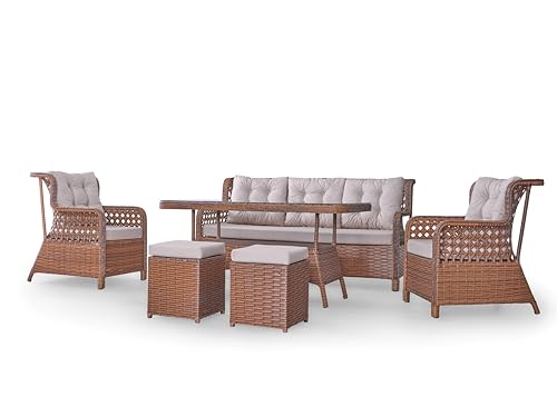 Angora Elegance Rattan Outdoor Furniture Set Brown