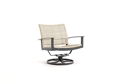 Winston Jasper Swivel Lounge Chair Textured Pewter Frame Beechwood Weave