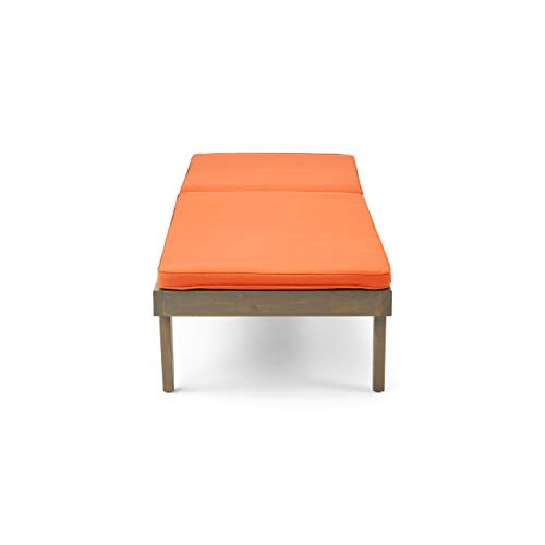 Christopher Knight Home Alexander Outdoor Acacia Wood 3 Piece Chaise Lounge Set Rust Orange