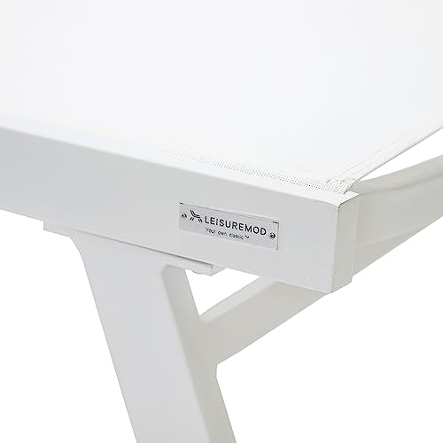 LeisureMod Modern White Sling Chaise Lounge Chair Set of 2