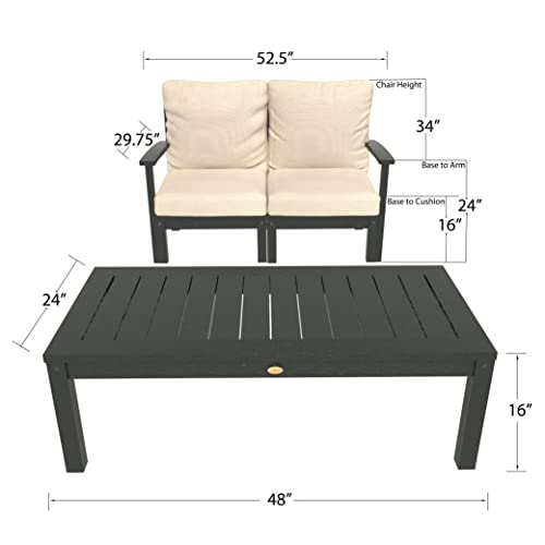 Highwood Bespoke Deep Seating Loveseat and Conversation Table Dune/Black