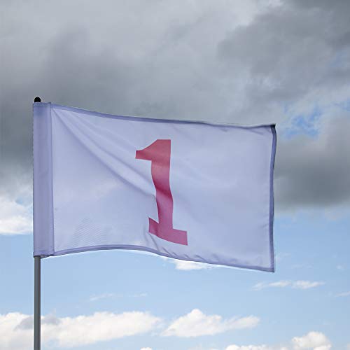 Vispronet Numbered Golf Flags (18) – 20in x 14in White & Red Numbered Flags for Golf Course