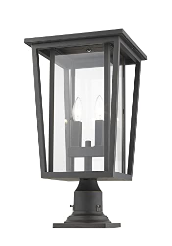 Z-Lite 2 Light Outdoor Post Mounted Fixture Oil Rubbed Bronze