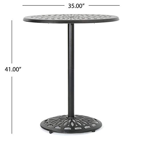 Christopher Knight Home Arlana Outdoor 5-Piece Cast Aluminum Bar Set Black Copper