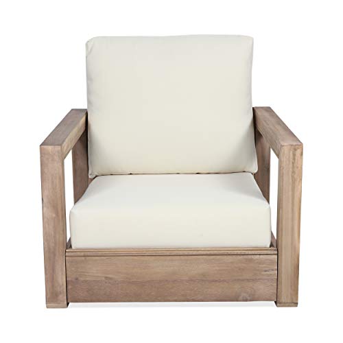 Christopher Knight Home Wesley Outdoor Acacia Wood Club Chairs Set of 2 Brown Beige
