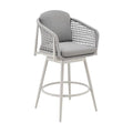 HomeRoots 40" Light Gray Metal Swivel Outdoor Counter Height Bar Chair with Footrest Grey