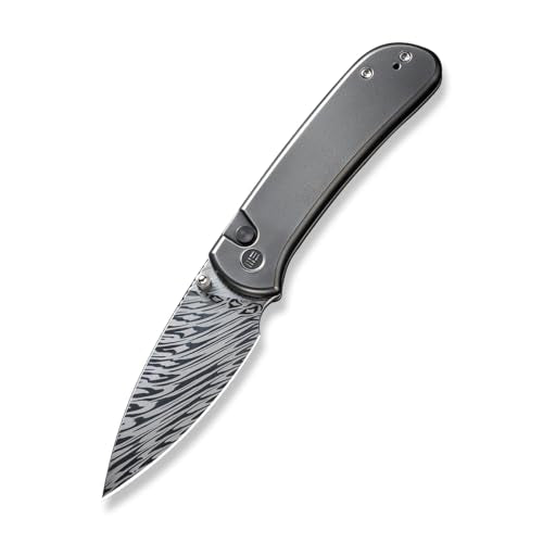 WE Knife Polished Gray Orange Peel Textured Titanium Handle