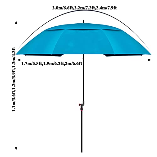 BEYSG Large Fishing Umbrella Parasol Blå