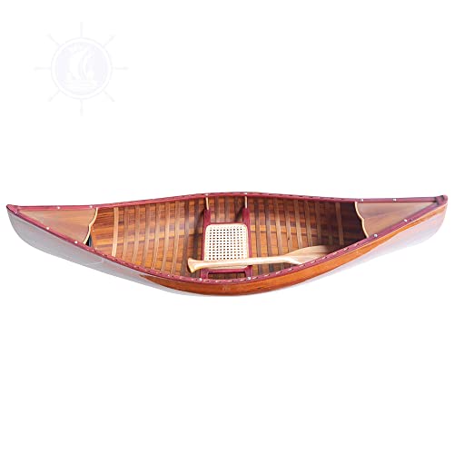 Old Modern Handicrafts 6-Feet Wooden Canoe with Ribs Natural Wood