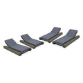 Great Deal Furniture Outdoor Acacia Wood Chaise Lounge Cushion Set of 4 Sandblast Gray Finish, Dark Gray