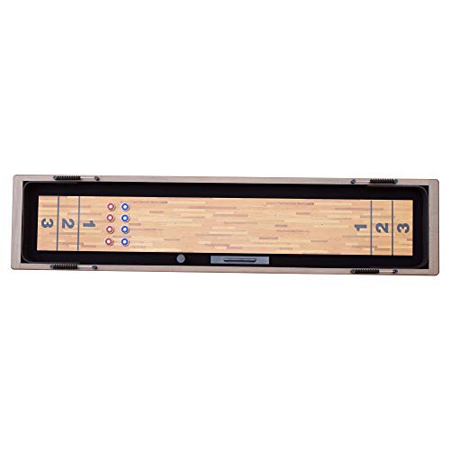 Hathaway Excalibur 9-Ft Shuffleboard Table Rustic Driftwood Finish Black