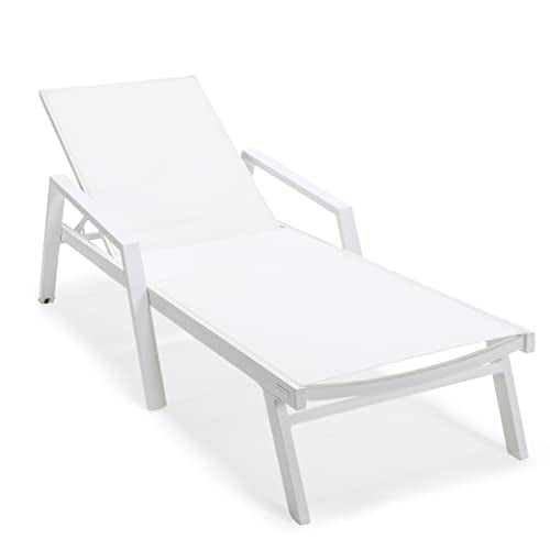 LeisureMod Modern White Sling Chaise Lounge Chair Set of 2