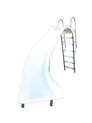 FibroPool Fiberglass Swimming Pool Slide Stainless Steel Hardware Left Turn White