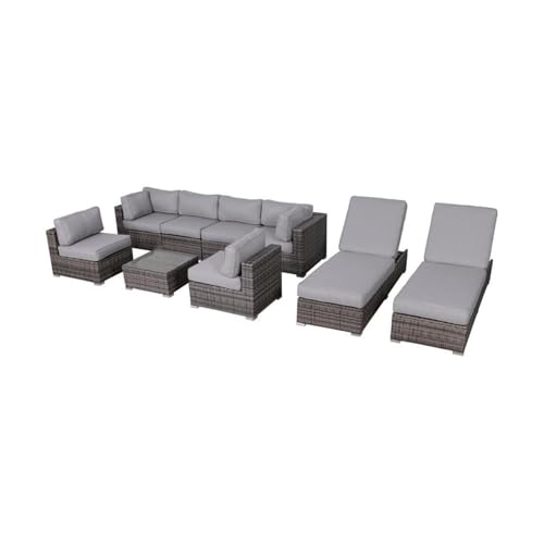 Living Source International Wicker/Rattan 8-Person Seating Group Grey