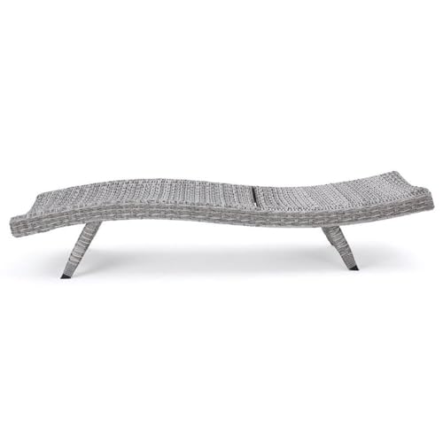 Christopher Knight Home Crete Outdoor Wicker Chaise Lounge Set of 4 Grey