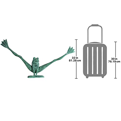 Design Toscano Legs Leap Frog Bronze Garden Statue, Giant Two Tone Bronze & Verdigris