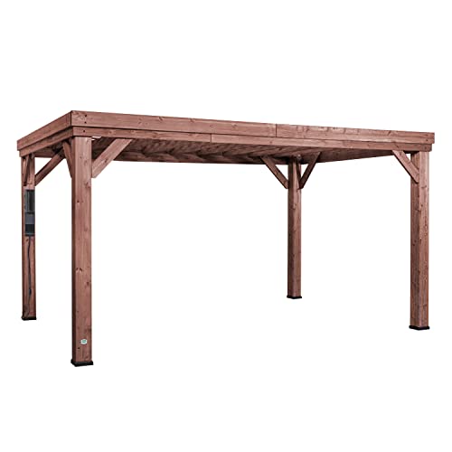 Backyard Discovery Brockton 14' x 10' Modern Cedar Wood Pergola Kit Dark Walnut
