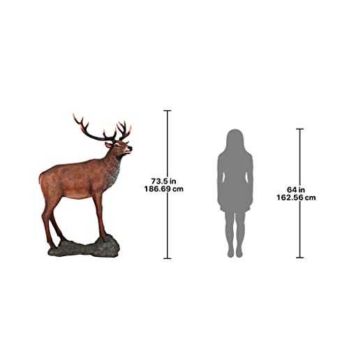 Design Toscano NE130058 Red Deer Buck Statue with Base Grande Full Color