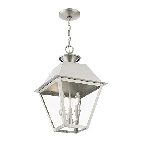 Livex Wentworth 3 Light Large Outdoor Pendant Classic Style 19 Inches Tall Black