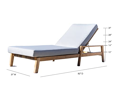 Alveare Home Sao Paulo Teak Outdoor Chaise Lounger Grey