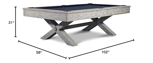 Empire USA Manhattan Slate Pool Table 8FT with Premium Billiard Accessories Whitewash