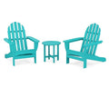 Polywood Classic 3-Piece Adirondack Chair Side Table Set Aruba