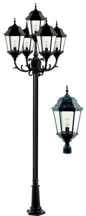 DABMAR LIGHTING INC GM2308-W 5-Light Post Fixture with Clear Glass