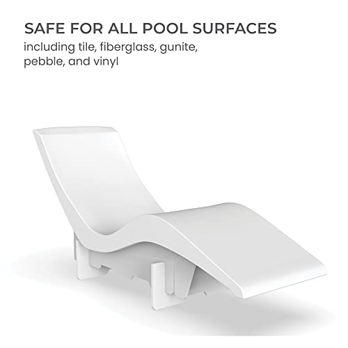 Aqua Chairs Aqua Outdoors in-Pool DEEP Ledge Chaise Set with Headrest Pillows and Table White Granite