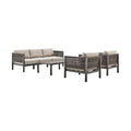 Armen Living Cuffay Modern Outdoor Patio Conversation Furniture Set Brown Aluminum and Taupe