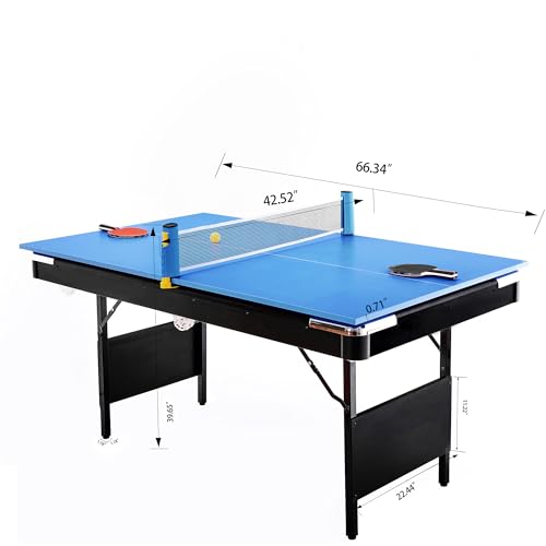 AiAigpt Premium 5.5 Ft Pool Table Green Velvet Cloth MDF Black+Blue