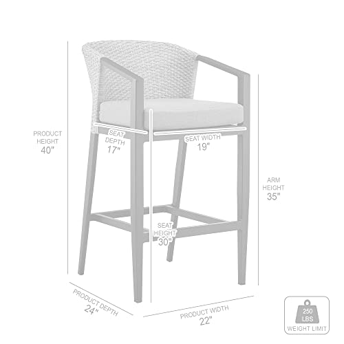 Armen Living Aileen Modern Patio Counter Chair Bar Stool Black