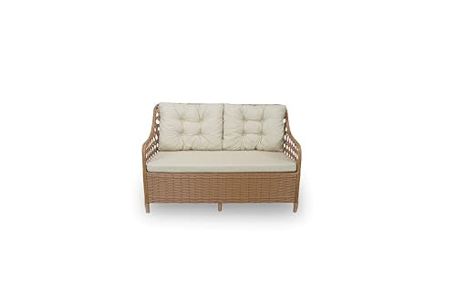 Angora Shira Rattan Outdoor Furniture Set with Glass Table and Armchairs Brown