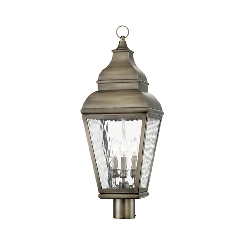 Livex Exeter 3-Light Outdoor Post Head Vintage Pewter