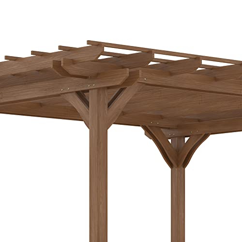 Outsunny 12' x 10' Outdoor Wood Pergola Gazebo for Climbing Plants Brown