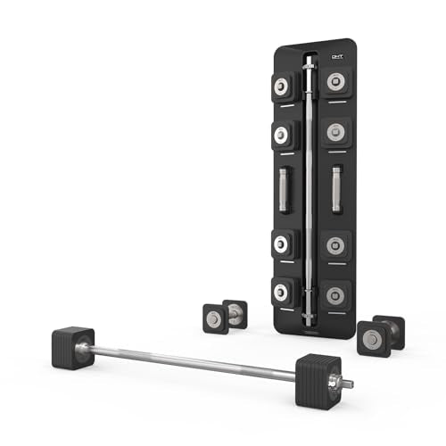 DHT Dynamic Health Tech Dumbbell Barbell Set with Rack Black