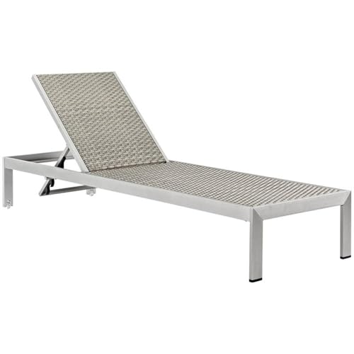 Pemberly Row Modern Aluminum Patio Chaise Lounge Set of 6 Grey