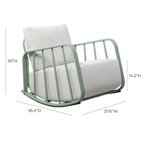 Tov Furniture Violette Outdoor Rocking Chair Mint Green and Cream