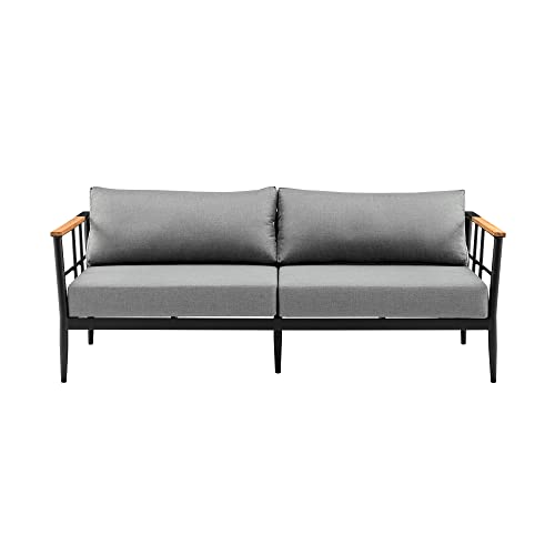 Armen Living Shari Modern Outdoor Patio Conversation Set, 4 Piece, Black
