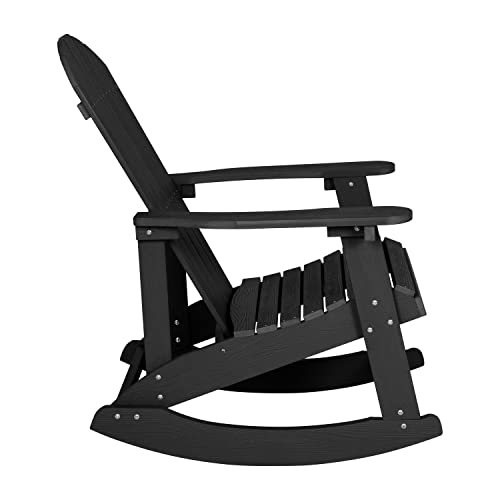 BizChair Set of 4 Savannah Adirondack Rocking Chairs Black