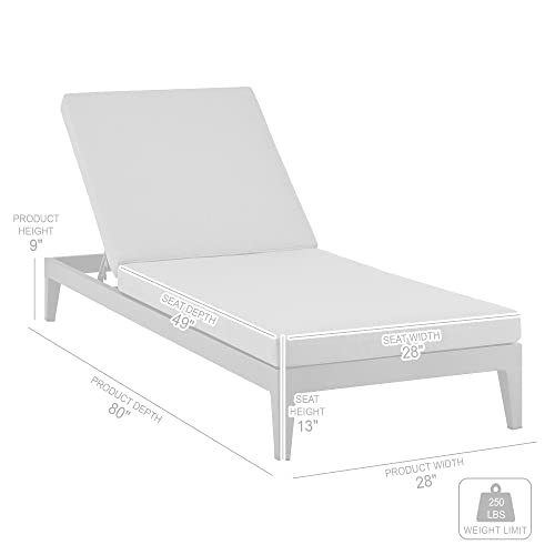 Armen Living Menorca Outdoor Patio Adjustable Chaise Lounge Chair Aluminum Cushions Dark Grey